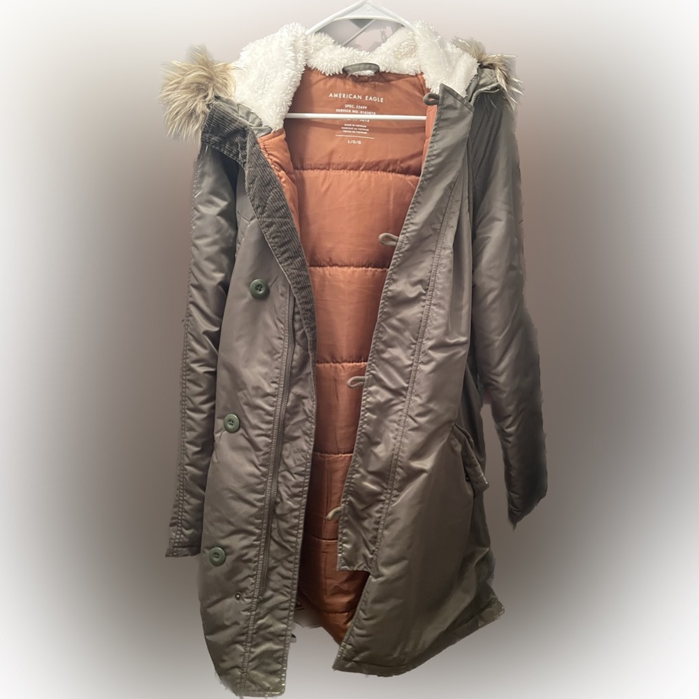 Large American Eagle Hooded Parka Jacket